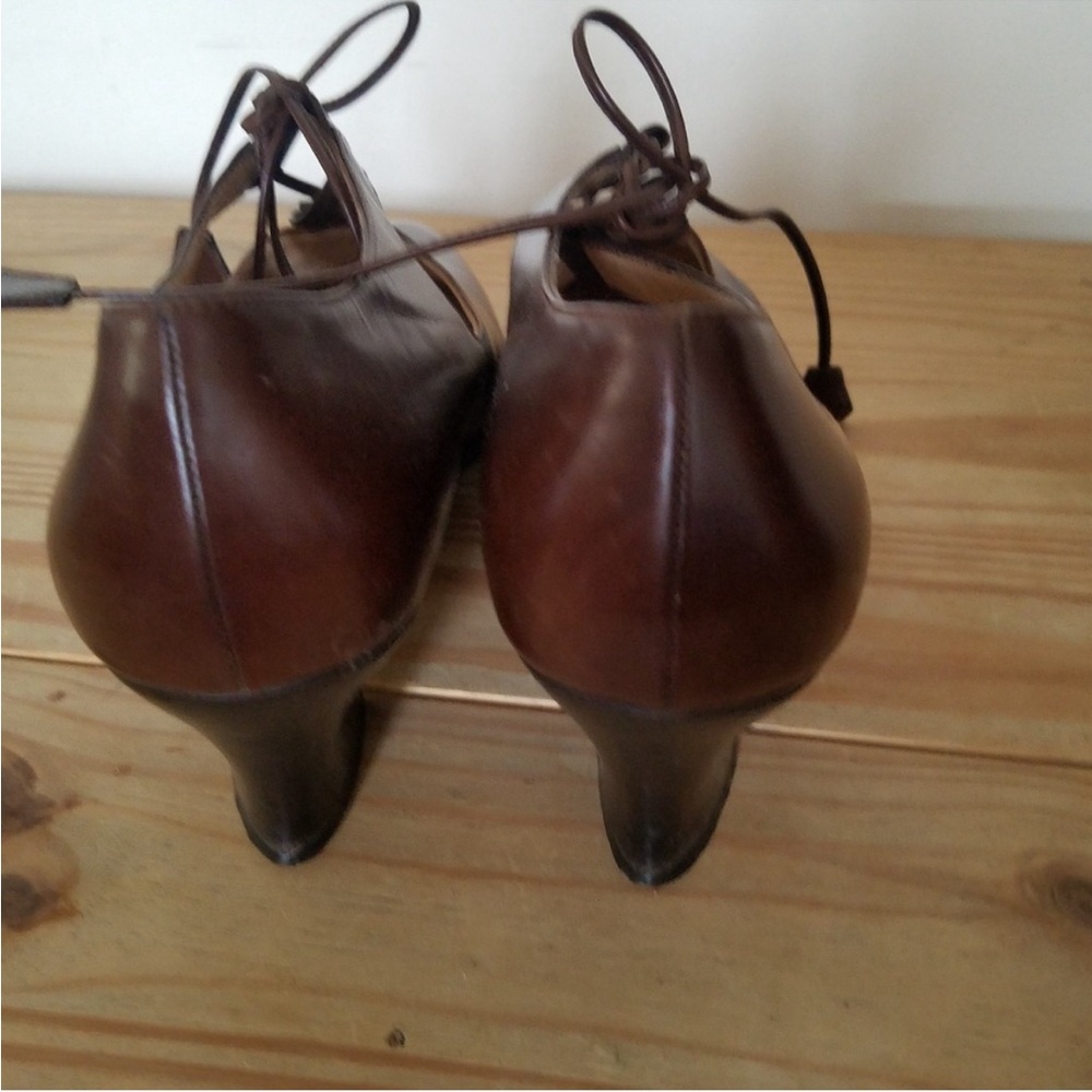 🇮🇹 Vintage Italy Joan Helpern low heel brown leather lace up shoes 8M EUC - Picture 3 of 16